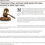 TOI – On Valentine’s Day, activists seek justice for men implicated in false rape cases